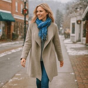 J. JILL Elegant Gray Women's Swing Wool & Angora Coat - Size S Petite